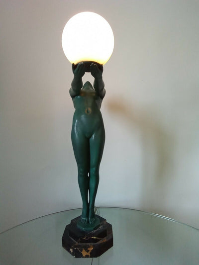 Max Le Verrier Grande Lampe "Clarté" 64 cm Art Déco signés