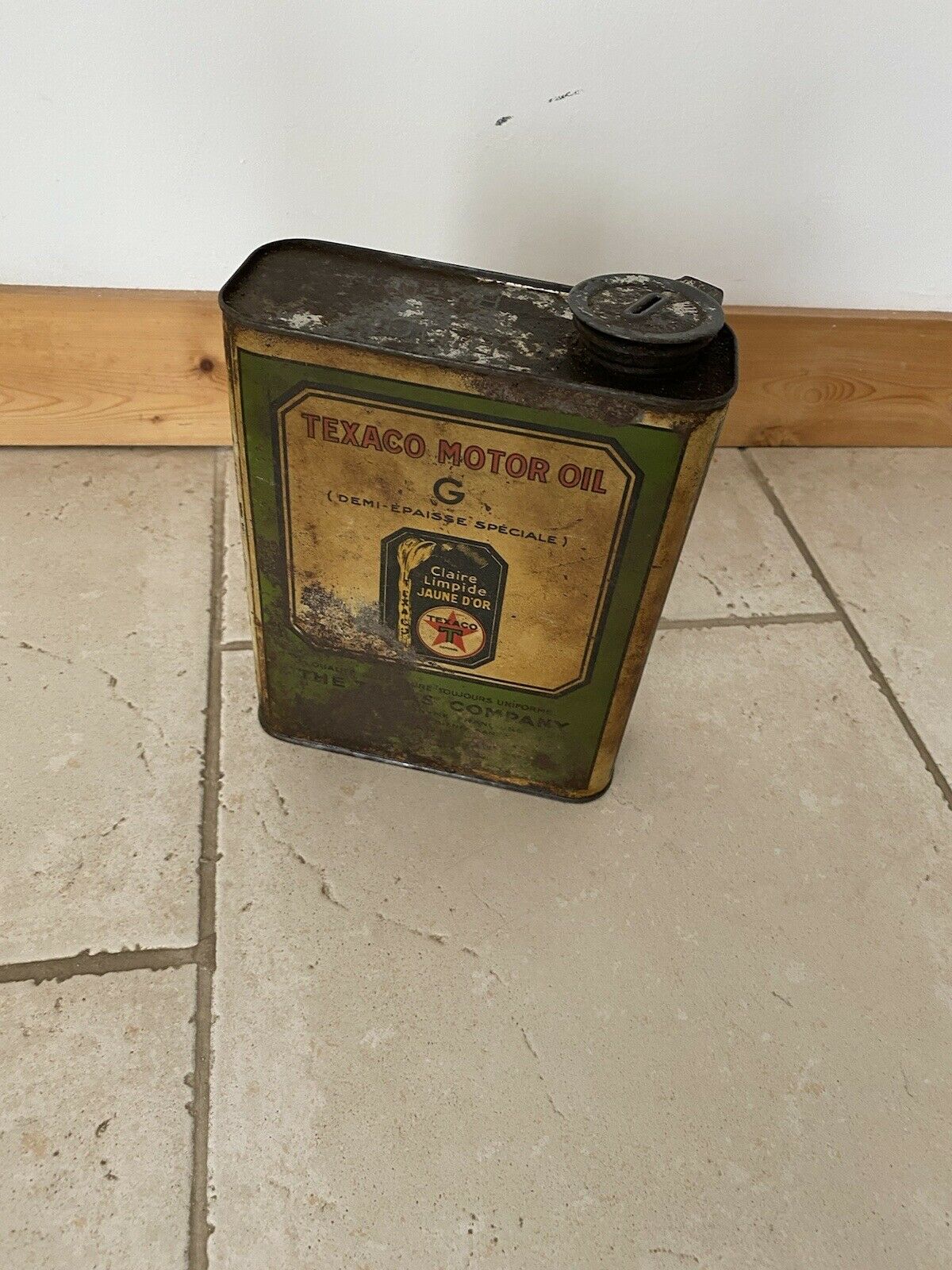 Bidon huile ancien Texaco Vintage Objet De Garage