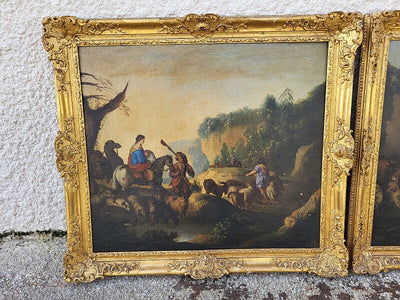 Paire de Tableaux – Peintures du XIXᵉ Siècle – Avec Cadres Dorés