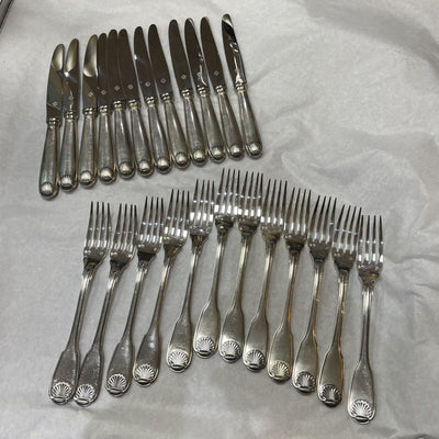 Christofle Argent Massif Lot De 12 Couteaux Et 12 Fourchettes