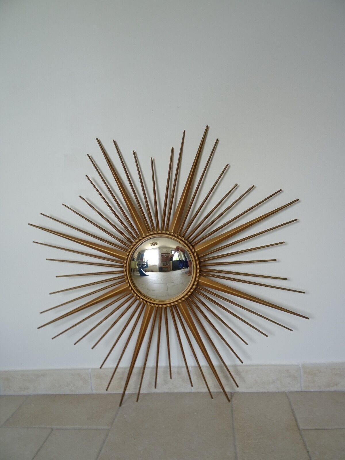 Ancien Miroir Soleil Chaty Vallauris Bombé Sorcière