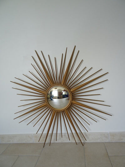 Ancien Miroir Soleil Chaty Vallauris Bombé Sorcière