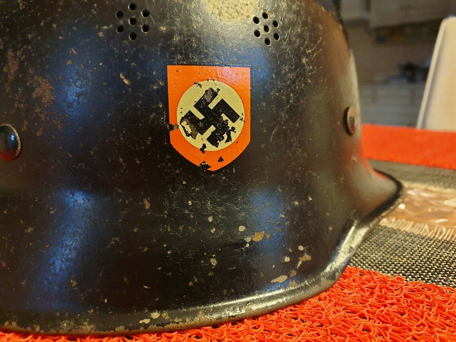 Casque Allemand Ww2 M34 Complet, Double Insigne.