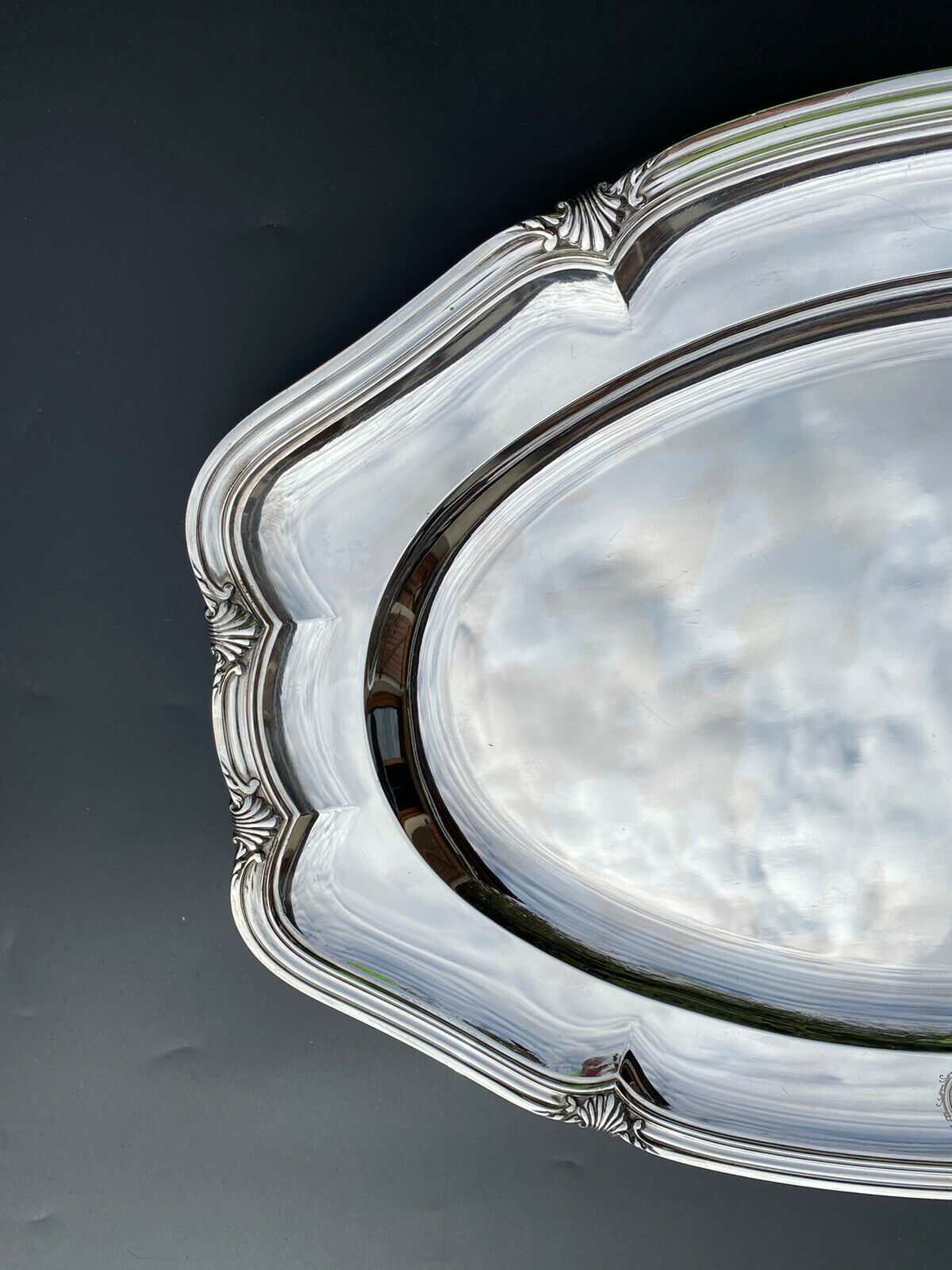Ancien Grand Plat En Argent Massif Armoirie Royale