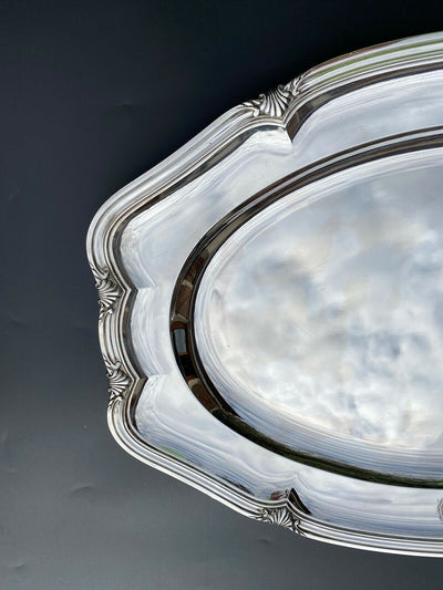 Ancien Grand Plat En Argent Massif Armoirie Royale