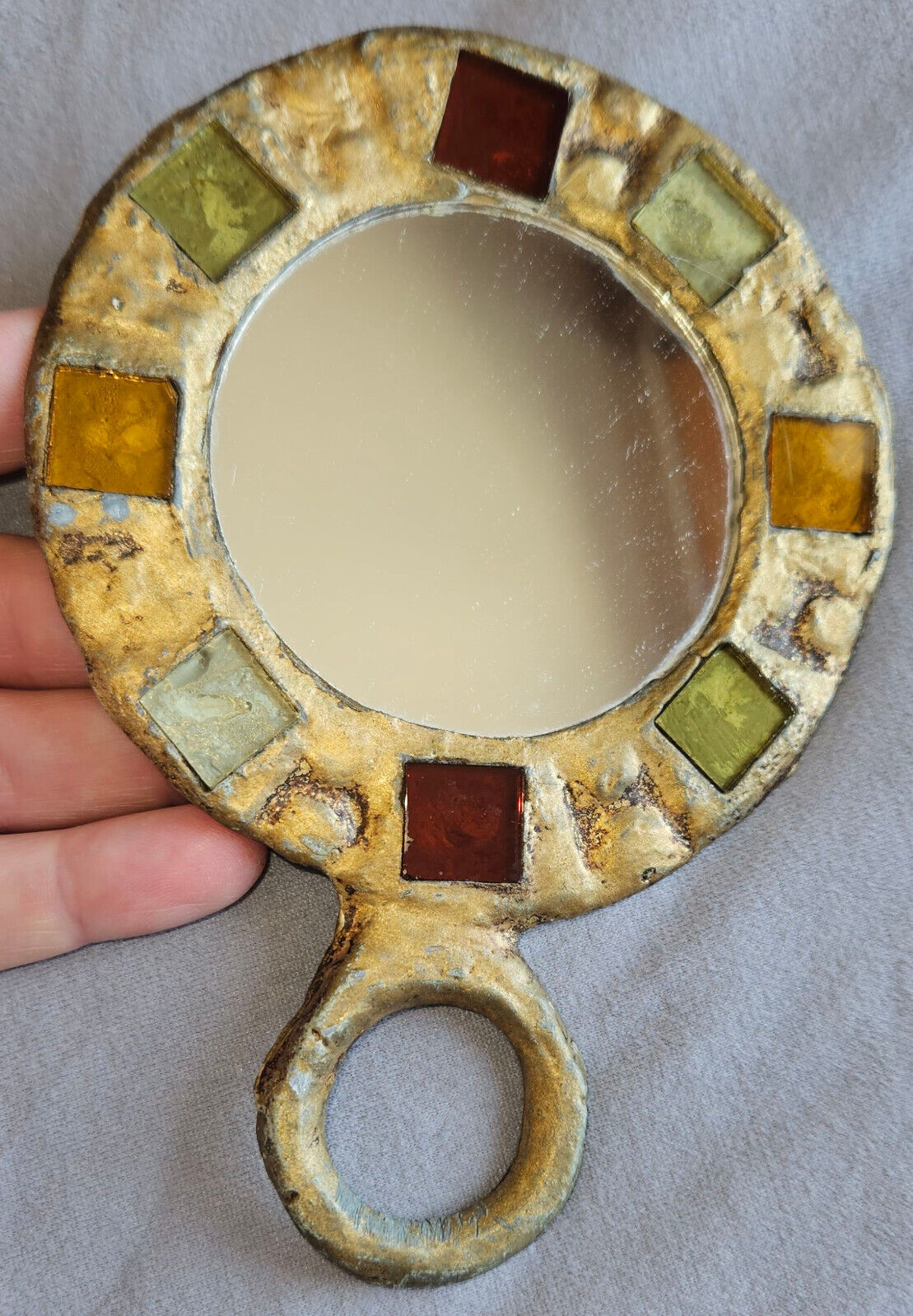 Miroirs Vintage Plomb Doré Et Pâte De Verre École Line Vautrin - Irena Jaworska 2