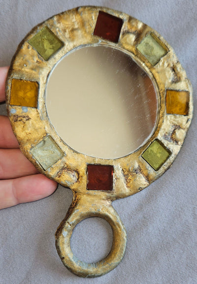 Miroirs Vintage Plomb Doré Et Pâte De Verre École Line Vautrin - Irena Jaworska 2