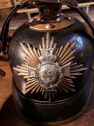 Casque À Pointe Troupe Saxe Reserviste Spikehelmet Pickelhaube