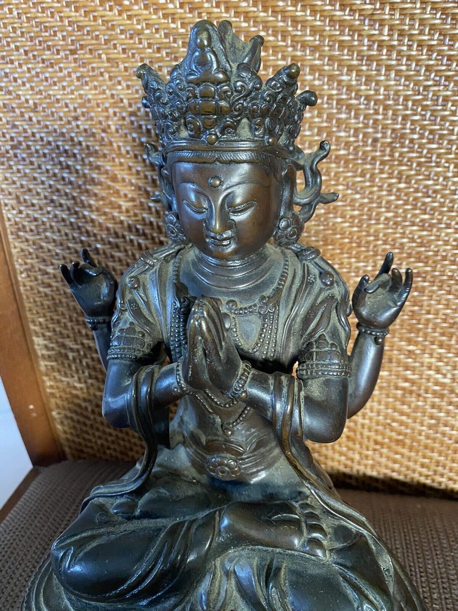 Statue Bronze Époque Xix Eme ( Inde Cambodge Vietnan  )