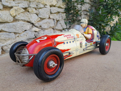 Voiture Gem Super Racer Montlhery En Tôle Des Années 50 A Friction