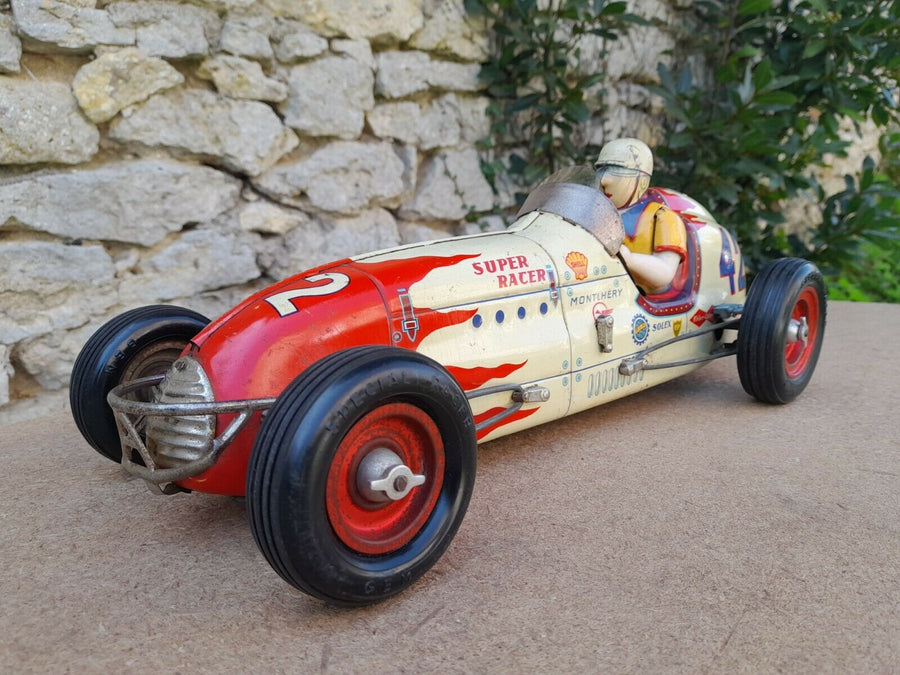 Voiture Gem Super Racer Montlhery En Tôle Des Années 50 A Friction