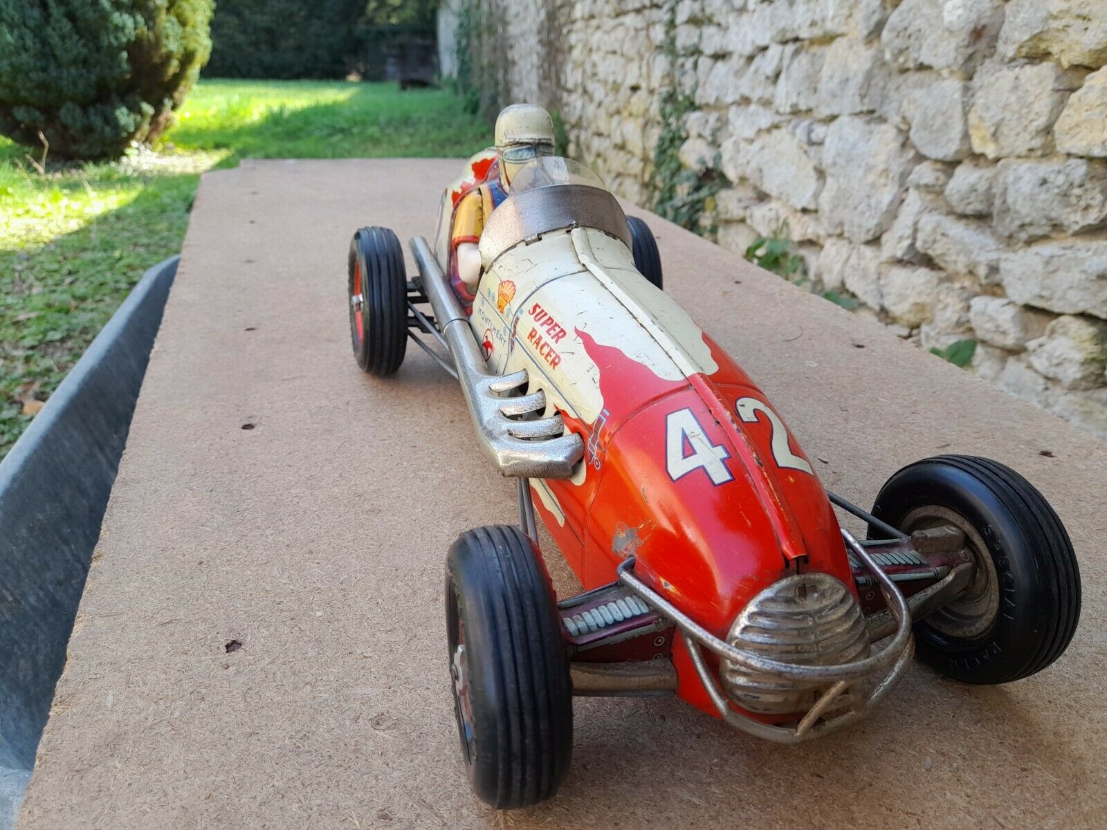 Voiture Gem Super Racer Montlhery En Tôle Des Années 50 A Friction