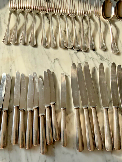 Christofle Ménagère De 75 Pièces Modèle Boréal Art Déco Métal Argenté