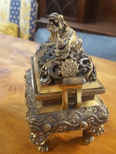 Ancien Brûle Parfum En Bronze Asiatique Chinese Vietnamien