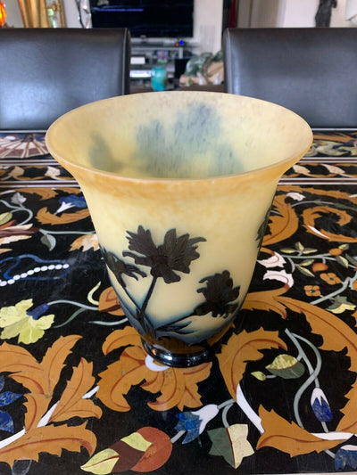 Grand Vase Par André Delatte, Nancy. 'chrysanthèmes' Vers 1920