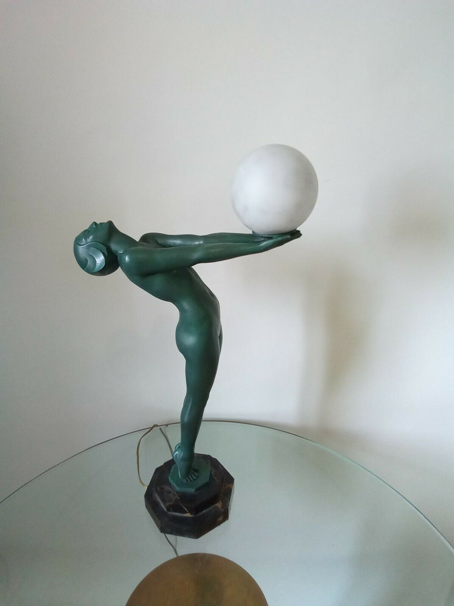 Max Le Verrier Grande Lampe "Clarté" 64 cm Art Déco signés