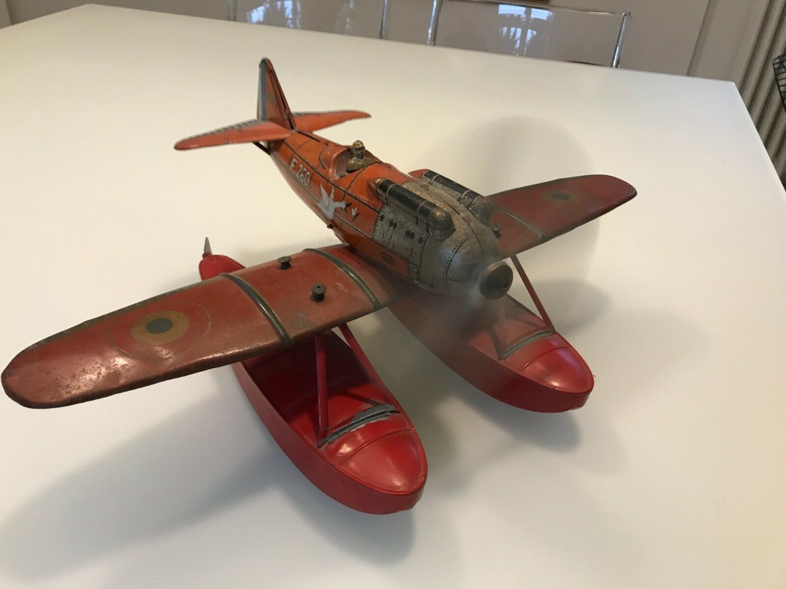 Jouet Ancien Mecanique  Tole Hydravion Jep F260