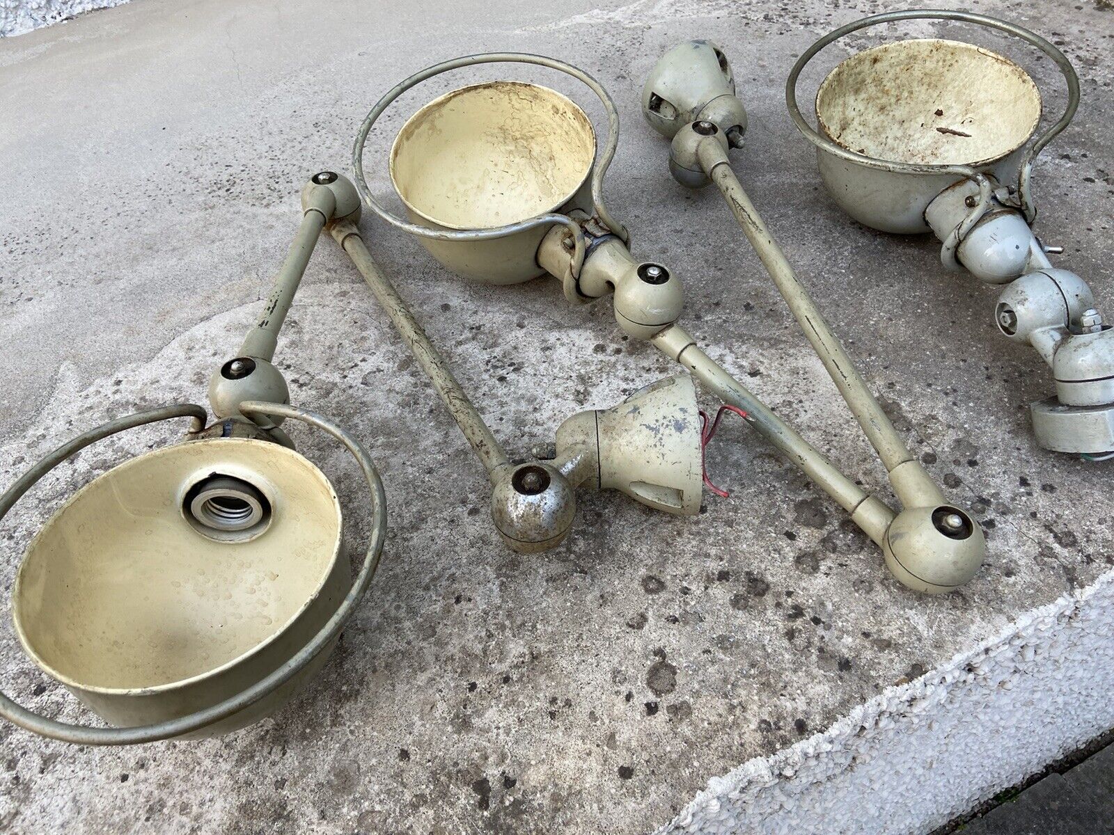 Deux Lampes Atelier Jieldé 2 Bras +  Applique Vintage Loft Design Industriel 1950