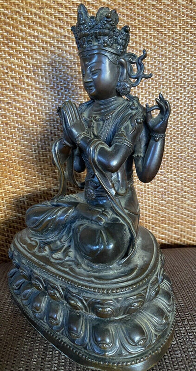 Statue Bronze Époque Xix Eme ( Inde Cambodge Vietnan  )
