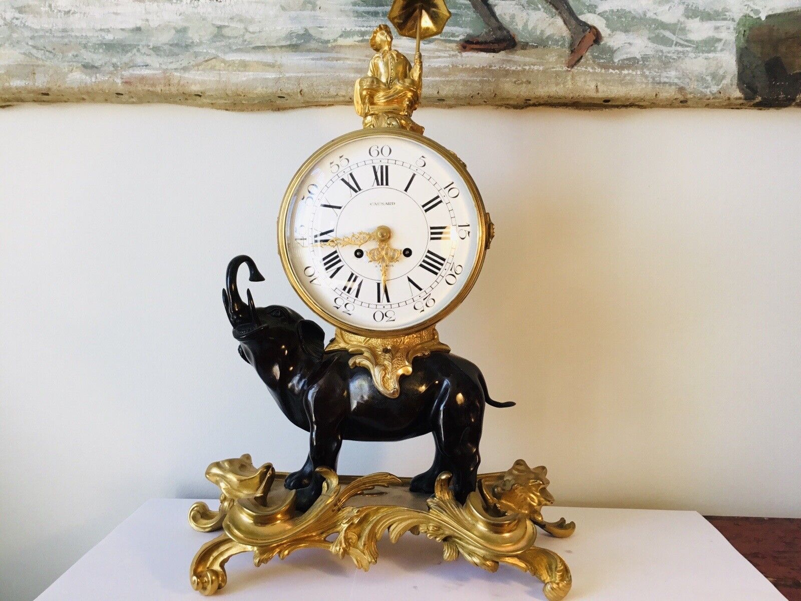 Pendule A L'Elephant Bronze Doré