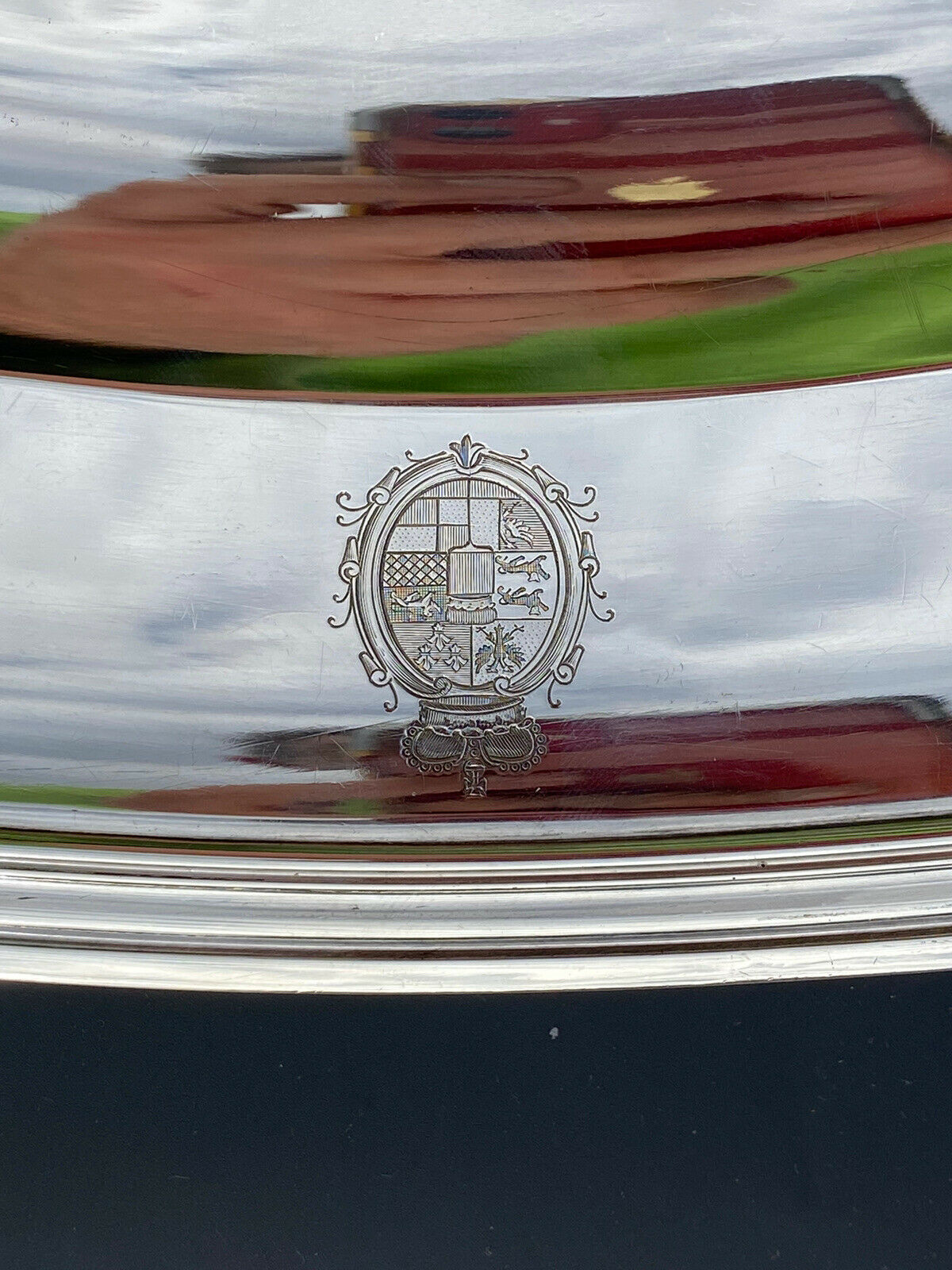 Ancien Grand Plat En Argent Massif Armoirie Royale