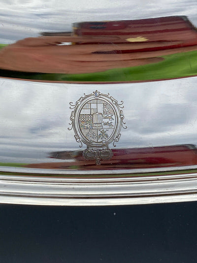 Ancien Grand Plat En Argent Massif Armoirie Royale