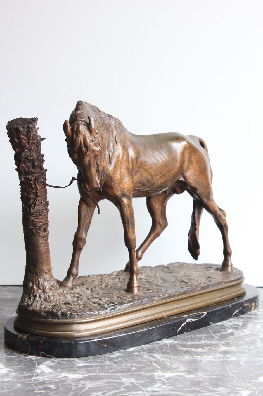 Bronze Orientaliste Cheval Au Palmier De Mêne XIXème