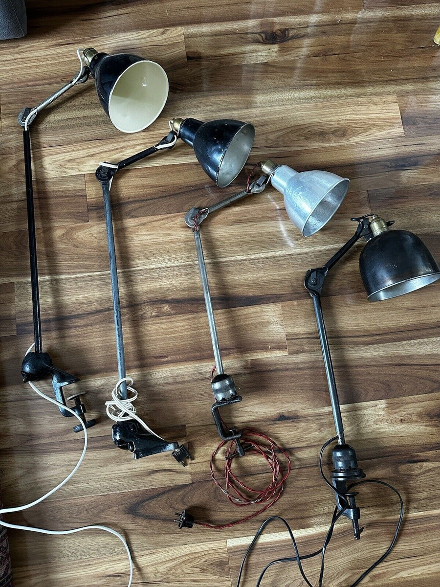 Lot de 4 anciennes lampes Gras Ravel