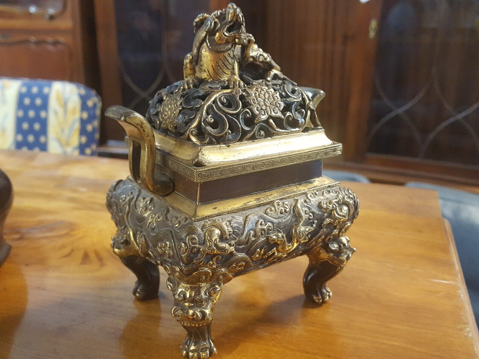 Ancien Brûle Parfum En Bronze Asiatique Chinese Vietnamien