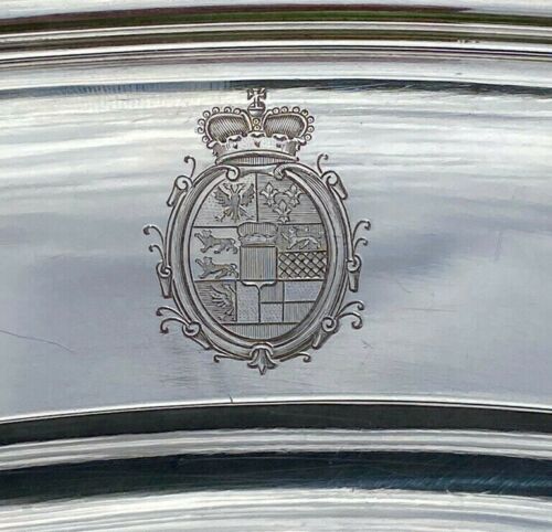 Ancien Grand Plat En Argent Massif Armoirie Royale