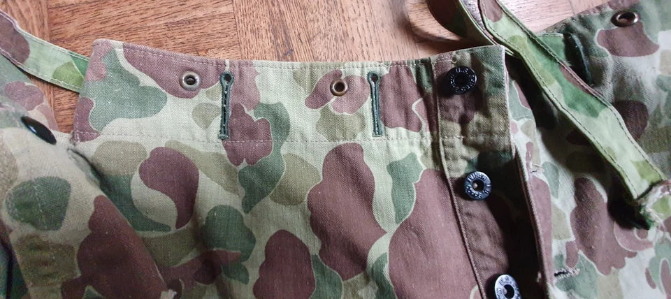 Ensemble HBT US veste + pant. réversible camouflé USMC Armée française Indochine
