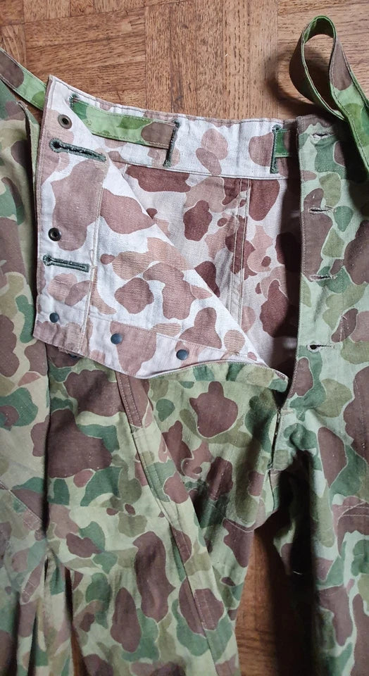 Ensemble HBT US veste + pant. réversible camouflé USMC Armée française Indochine