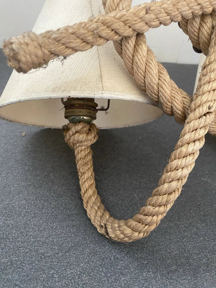 Audoux Minet Ancienne Paire D’appliques En Corde Barre Bateau Marine