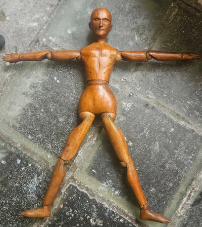 Mannequin Ancien Articulé En Bois Sculpté