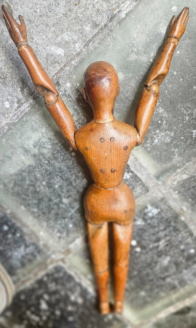 Mannequin Ancien Articulé En Bois Sculpté