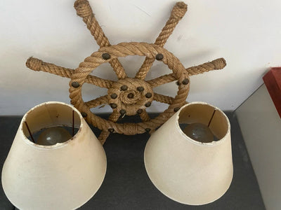 Audoux Minet Ancienne Paire D’appliques En Corde Barre Bateau Marine