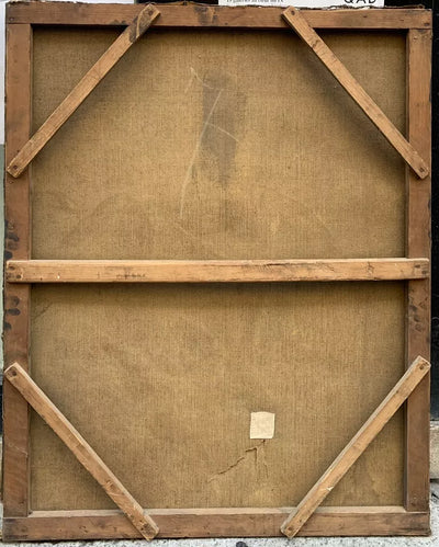 Grand Tableau Ancien Huile Portrait Femme Élégante Fleurs XVIIIe