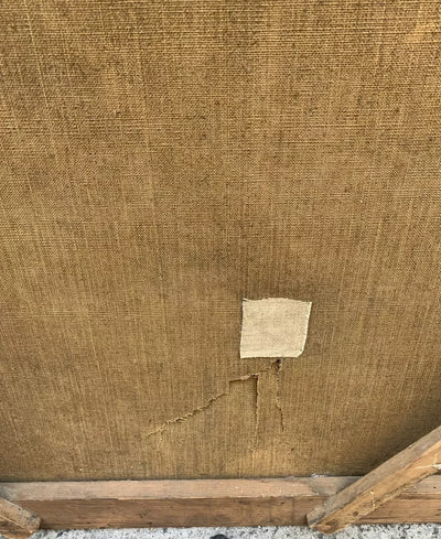 Grand Tableau Ancien Huile Portrait Femme Élégante Fleurs XVIIIe