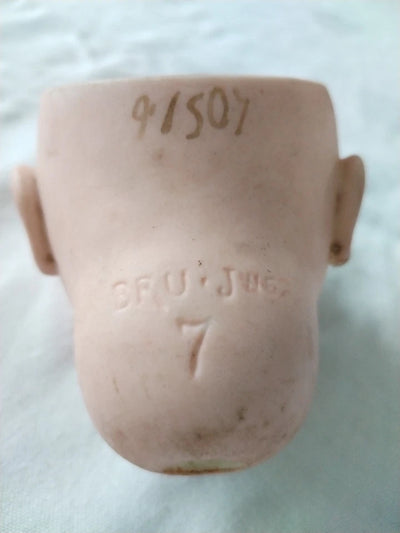 Authentique Tête De Poupée Bru Ancienne Biscuit Porcelaine Bouche Fermée