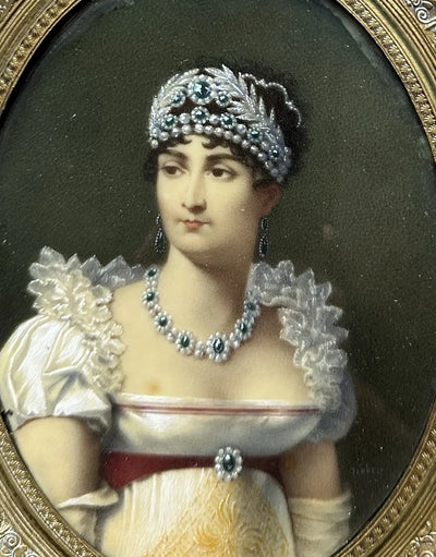 Tableau Ancien Miniature Portrait Impératrice Joséphine Sacre Napoléon Peinture