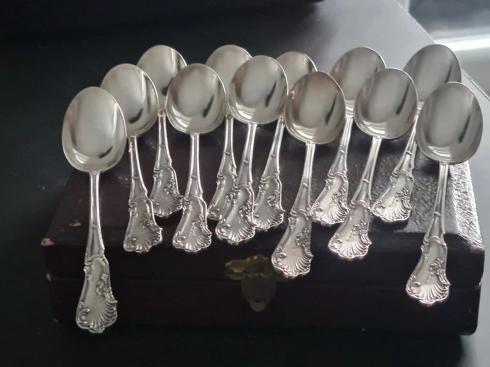 Ensemble De 12 Cuillères À Café En Argent Massif De L'Orfèvre Henri Soufflot