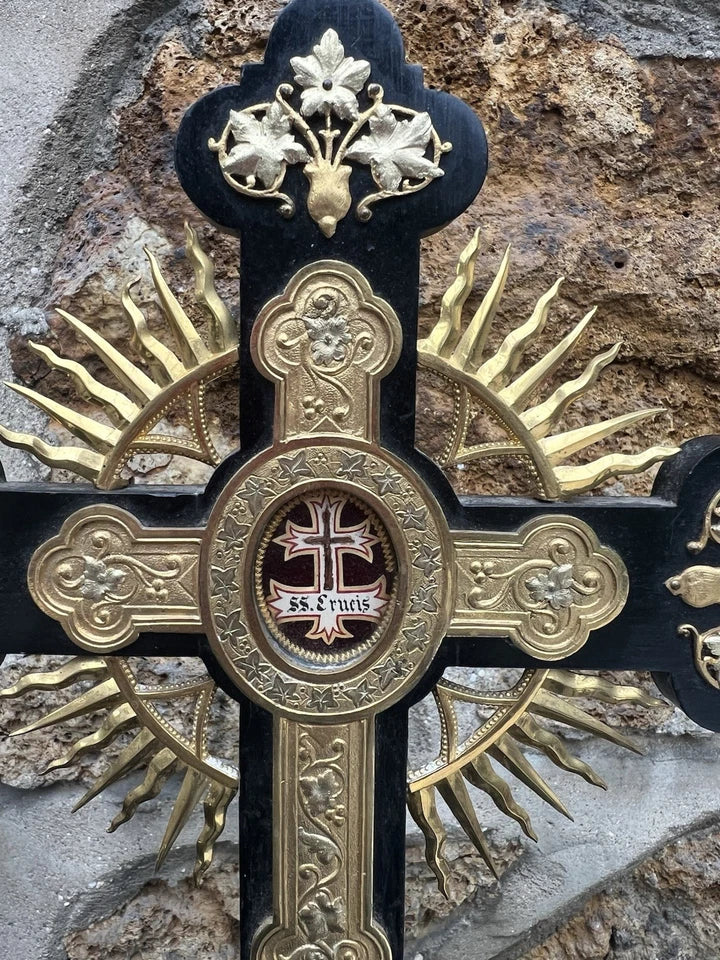 Croix Reliquaire , Relique De La Vraie Croix ,SS CRUCIS, Croix Staurotheque XIXE