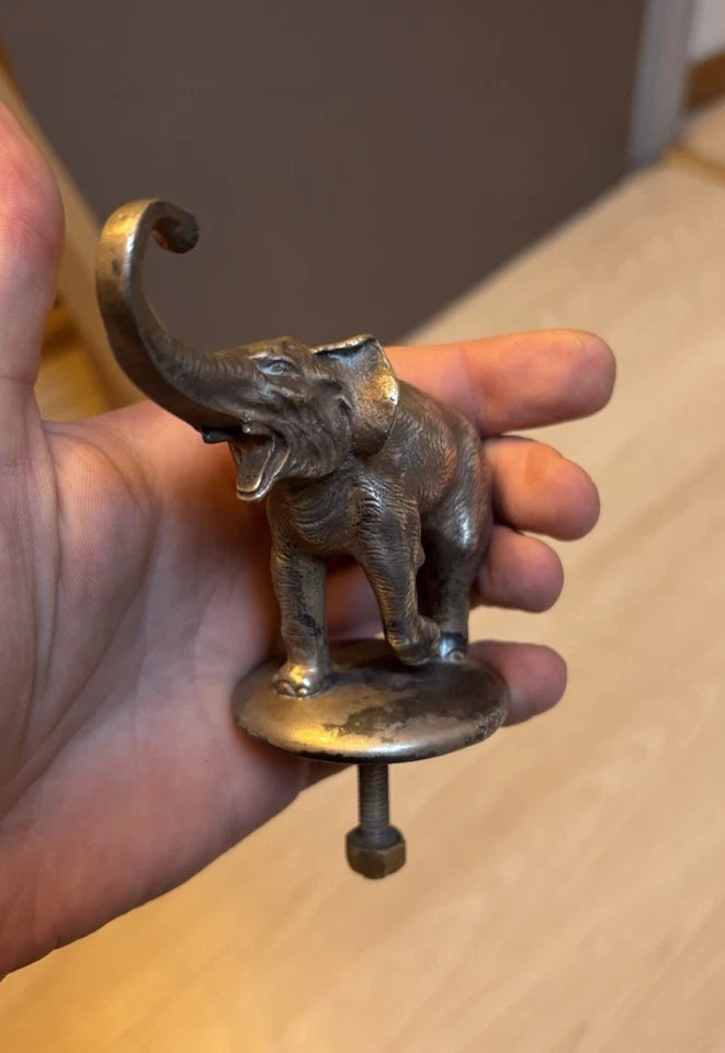 Ancienne Mascotte Automobile Bronze Elephant Bouchon Radiateur Mascote Auto