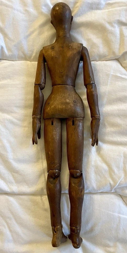 Ancien Mannequin D’artiste En Bois Articulé Sculpté Xix