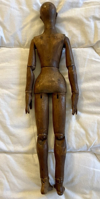 Ancien Mannequin D’artiste En Bois Articulé Sculpté Xix