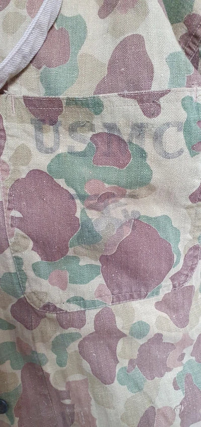 Ensemble HBT US veste + pant. réversible camouflé USMC Armée française Indochine