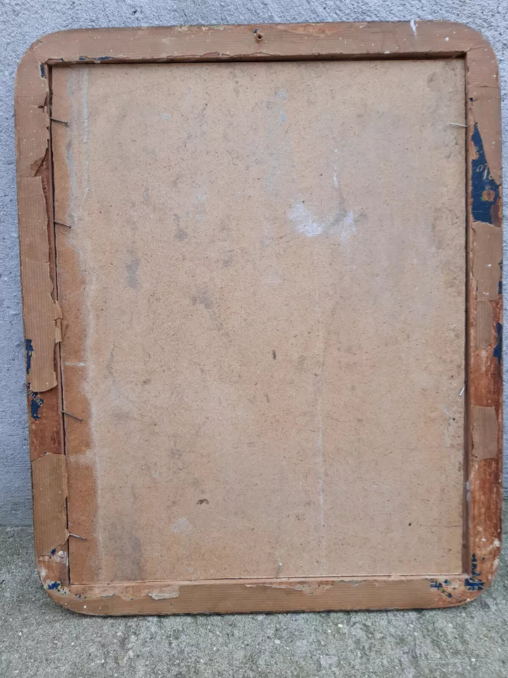 Ancien Petit Tableau Abstrait Signé Huile Sur Isorel