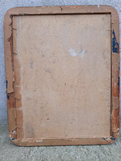 Ancien Petit Tableau Abstrait Signé Huile Sur Isorel