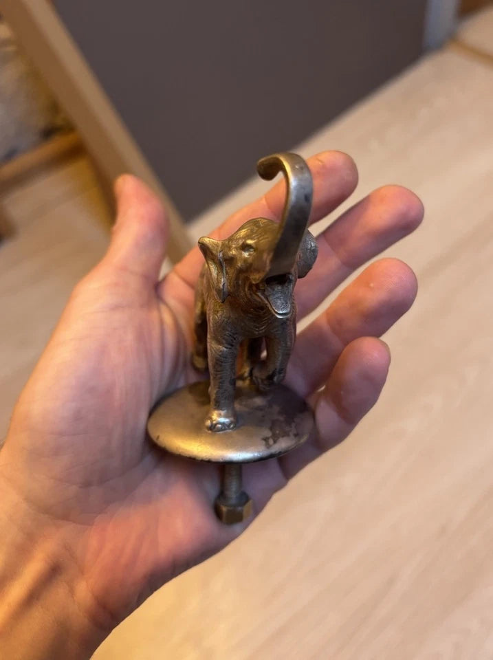 Ancienne Mascotte Automobile Bronze Elephant Bouchon Radiateur Mascote Auto