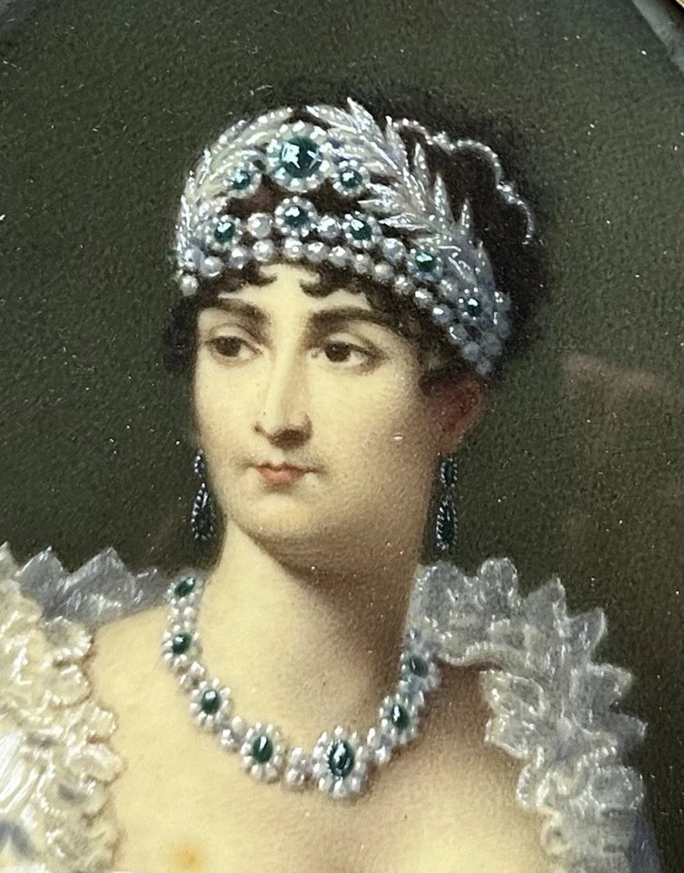 Tableau Ancien Miniature Portrait Impératrice Joséphine Sacre Napoléon Peinture